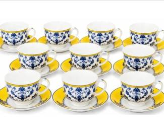 Set Of 10 Vista Alegre Castelo Branco Breakfast Cup & Saucers (With 3 Extra Saucers)