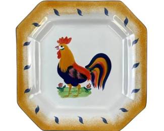 Herend Village Pottery Hungary Hand-Painted Rooster Square Plate