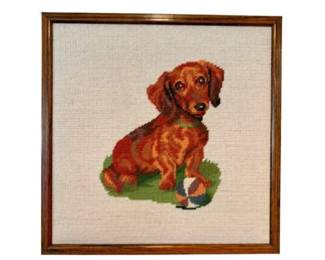 Needlepoint Dachshund - Framed
