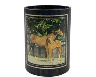 Vintage Equestrian Mare And Foal Desk Pencil Holder