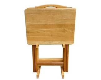 Solid Pine Tray Table Set - Four Trays