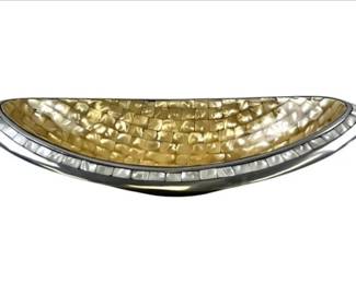 Elegant Julia Knight Mother Of Pearl Inlaid Aluminum Serving Bowl Tray Decor