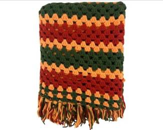 Vintage Hand Made Crochet Granny Square Rectangular Throw