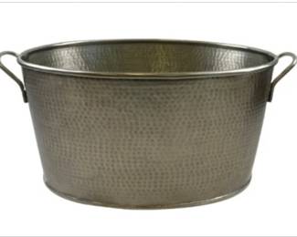 Pottery Barn Oval Hammered Metal Beverage Tub With Side Handles