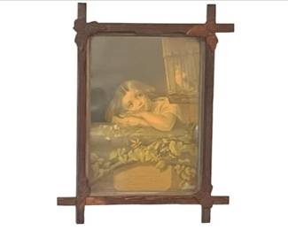 Framed Antique Chromolithograph - Evening Song 1875-1880