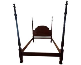 Mahogany Four Poster Queen Bed By Savannah Furniture Company With Carved Detailing