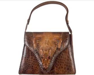 Vintage Mid-Century Genuine Alligator Flap Shoulder Bag