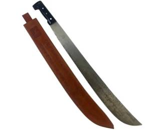 Vintage Collins & Co. Legitimus Machete With Tooled Leather Sheath