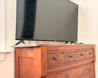 42" x 31" x 18" marble top burlwood dresser