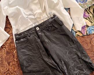 Leather cutoff shorts and Orvis 