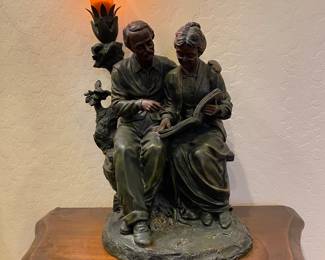 Grandparents Reading Tulip Table Lamp