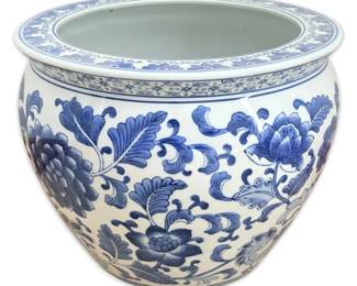 Blue White Porcelain Fishbowl Planter