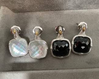 Sterling pillow cut earrings