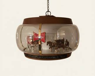 Vintage Budweiser World Champion Clydesdale Team Rotating Carousel Hanging Light