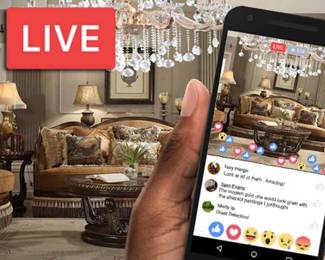 Live online furniture auction featuring showroom samples, statement home decor and decorative furnishings with bidding from home.