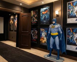 Batman character statue, superhero display figure and comic-book-themed decor for a game room or home theater.
