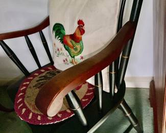 pretty black painted Boston Rocker and Crest emblem