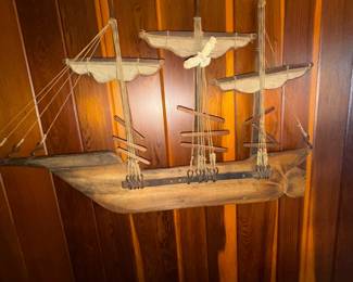 Fabulous Wall art 50's midmodern very cool ship wall plaque