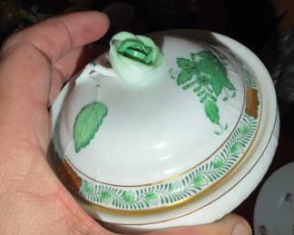 Herend Chinese bouquet apponyi Green covered bowl