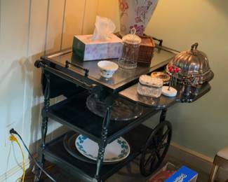 Very wonderful rolling tea cart / bar trolley on large castors