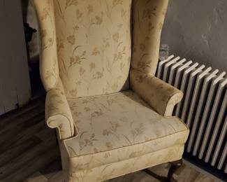 Antique Queen Anne-style Wingback armchair