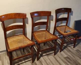 slightly worn Cane seat chairs in need of some TLC