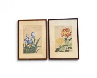 71 JapaneseUkiyoeFloralWoodblockPrintsAuthenticatedFramed