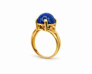 96 14KGoldLapisLazuliCabochonRingSize5530g