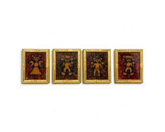 166 BChrisseHarwankoOriginalBatikFiguralArtSetof4Framed