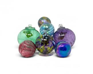 59 KitrasGlassEyeStudioHandBlownArtGlassBallOrnaments7Pc