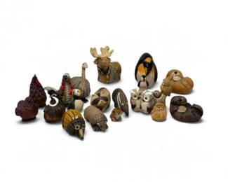 167 HandcraftedCeramicClayAnimalFigurineCollection18Pieces