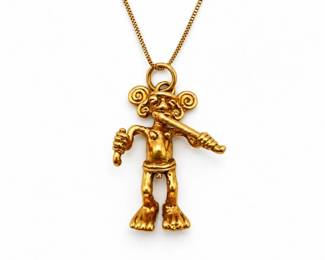 156 18KGoldFiguralMonkeyPendanton14KGoldChain1546g