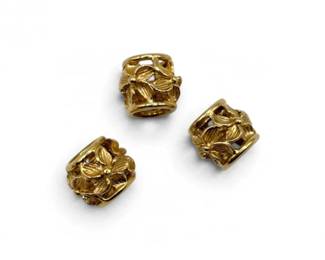 78 14KGoldHawaiianFloralOpenworkLargeHoleBeads3Pcs63g
