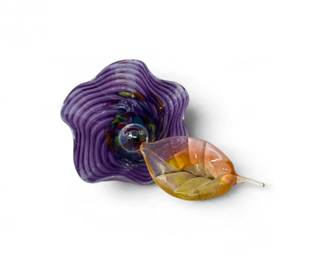 50 GlassEyeStudioMtStHelensAshArtGlassBowlSignedLeaf