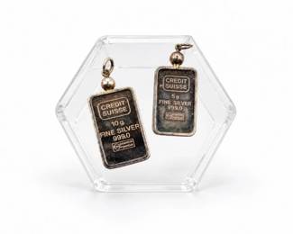 63 CreditSuisse999FineSilver5g10gBarPendants178g