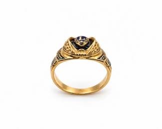 139 VintageJosten10KGold1966ClassRingwBlueEnamelSize454g