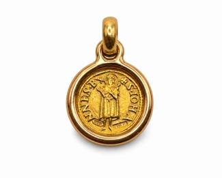 161 FlorentineFlorin999FineGoldCoinPendantw18KGoldBezel48g