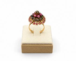57 VintageMidCentury12KGoldRubyBlackStarSapphireRing52g
