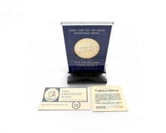 171 FranklinMintFirstSteponMoonSterlingSilverEyewitnessMedal