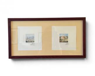 143 TwoSignedNumberedItalianLandscapeArtPrintsFramed