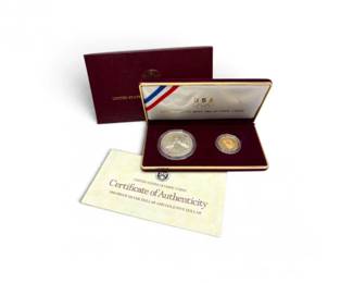 64 1988USOlympicGoldSilverTwoCoinProofSet