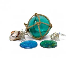 70 HandBlownGlassHermitCrabsSandDollarsFishingFloat5Pc