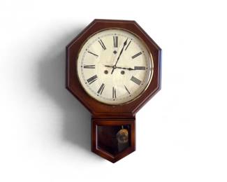34 VintageWestGermanOctagonMechanicalPendulumWallClock