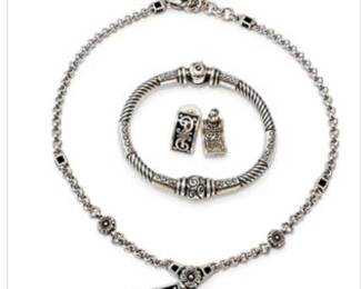 Lot #99 Brighton Silver-Tone Jewelry Collection – Necklace, Charm Bracelet & Earrings