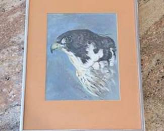 Lot #D20 John Conner 1982 Original Peregrine Falcon Wildlife Painting – Signed & Framed – Iowa Artist