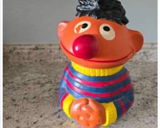 Lot #J63 Sesame Street Ernie Ceramic Cookie Jar – Removable Head Lid – Colorful Character Kitchen Collectible