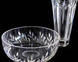 Lot #D40 Royal Doulton Park Place 9" Crystal Salad Bowl & Cut Crystal Vase
