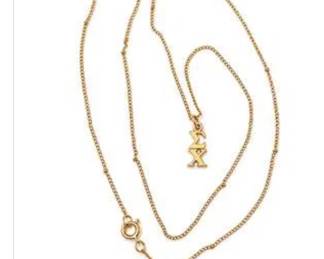Lot #98 Vintage Chi Omega Sorority Greek Letters Gold-Tone Pendant Necklace – Greek Life Jewelry