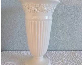 Lot #D31 Vintage Wedgwood of Etruria & Barlaston White Embossed Floral Porcelain Vase – England