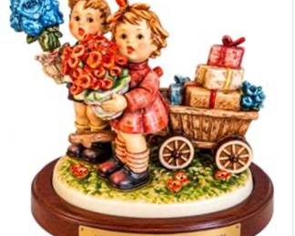 Lot #E82 Goebel M.I. Hummel 1996 "Love's Bounty" 20th Anniversary Figurine – Children with Flowers & Wagon